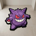 Purple Gengar-shaped rug with red eyes, a white grin, black outline, and Poké Ball detail.